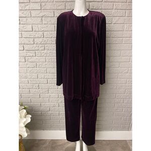 Clues Collections Women Purple Velvet 2 Pcs Pant Set Size M